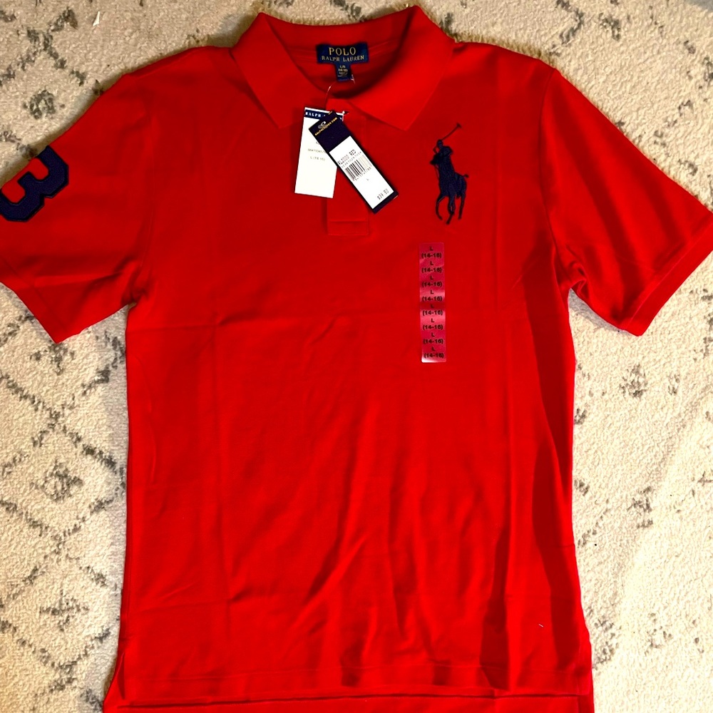 Red, Polo Ralph Lauren boy’s shirt, size large (14-16)
